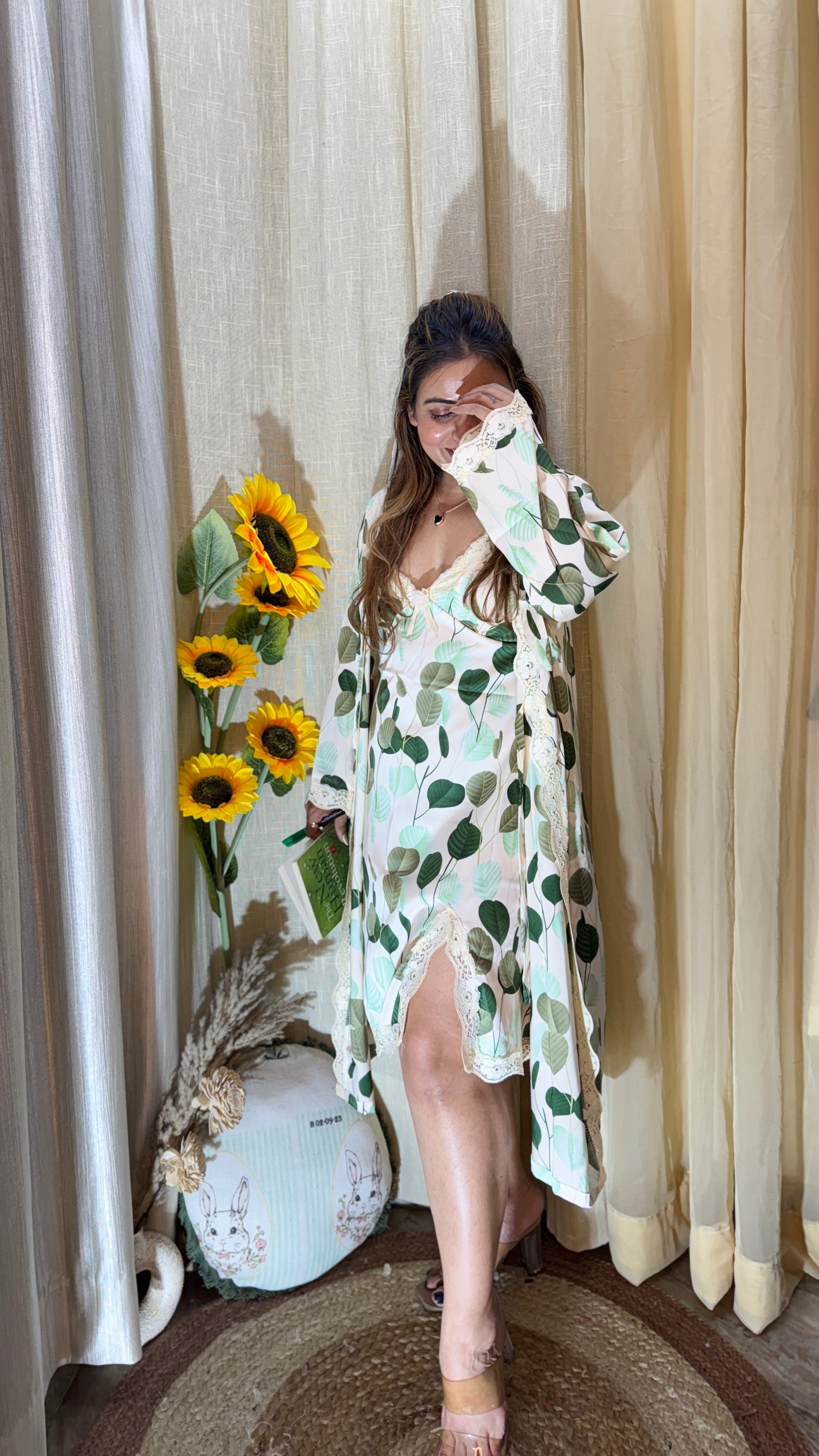 “Whispers of Nature – Satin Night Set”