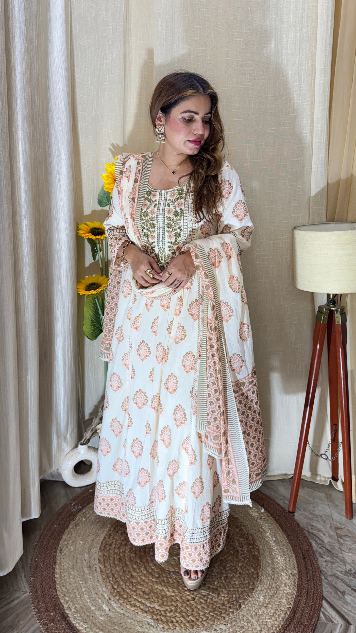 3pc Elegant Handblock Printed
Anarkali Suit Set