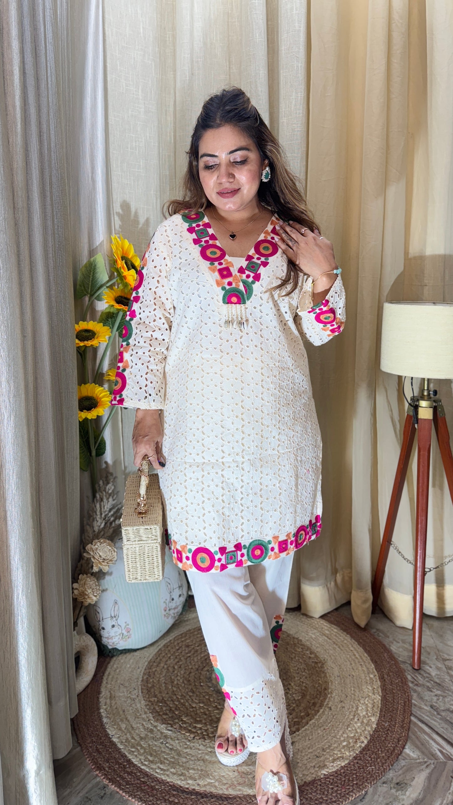 Cotton Sciffli Embroidered Coord set
