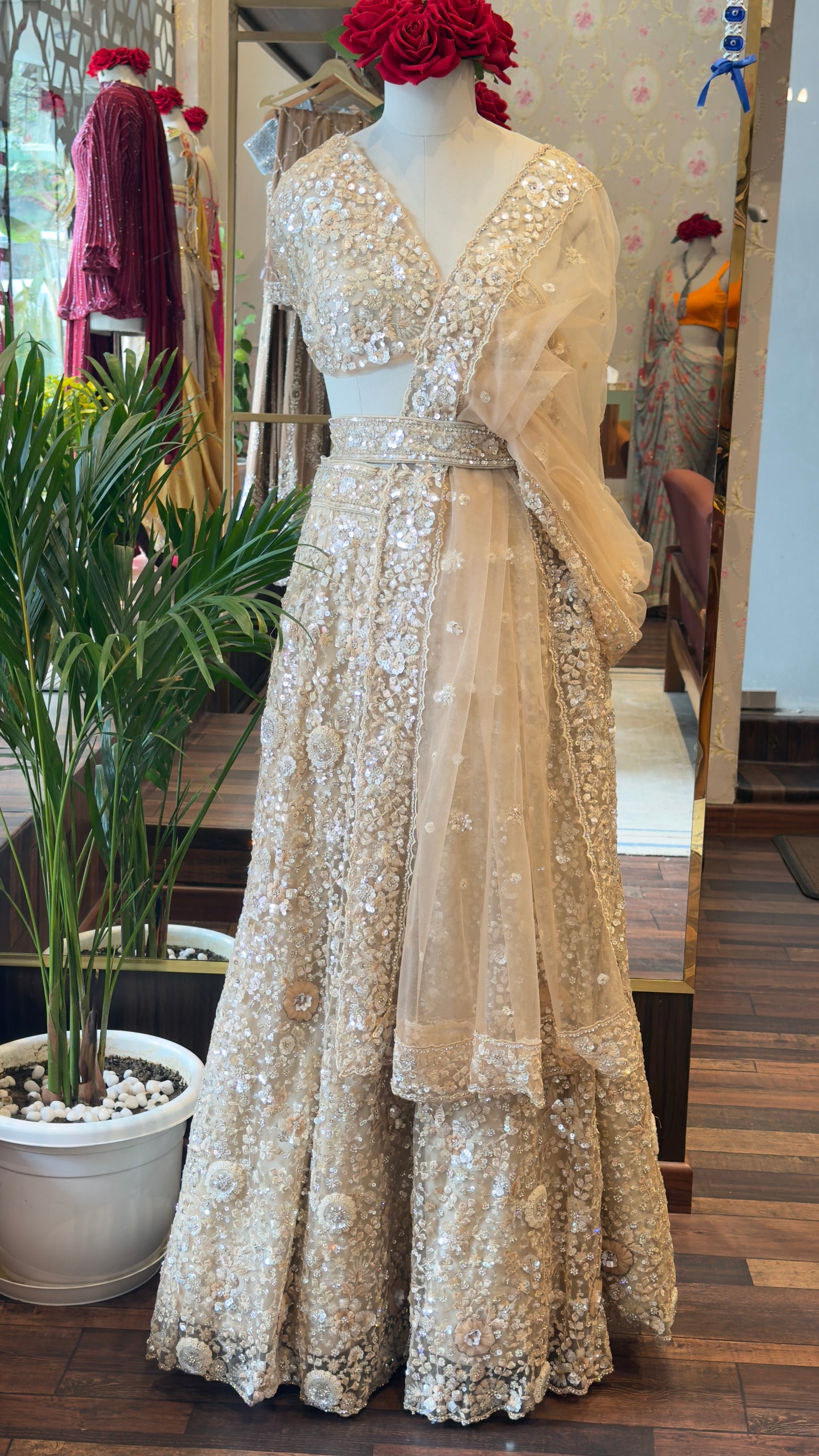 Champagne Bloom Couture Lehenga Set