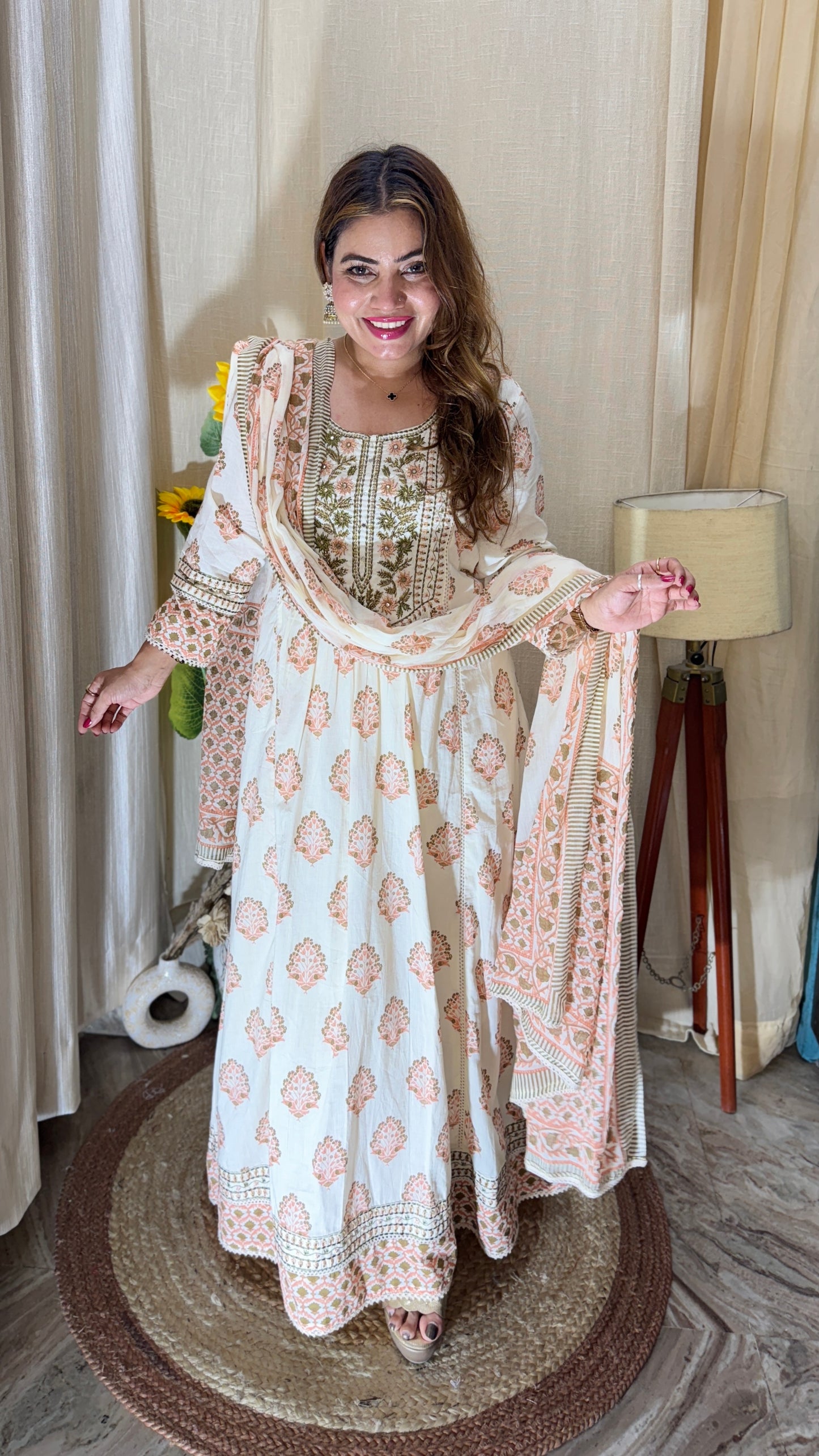 3pc Elegant Handblock Printed
Anarkali Suit Set