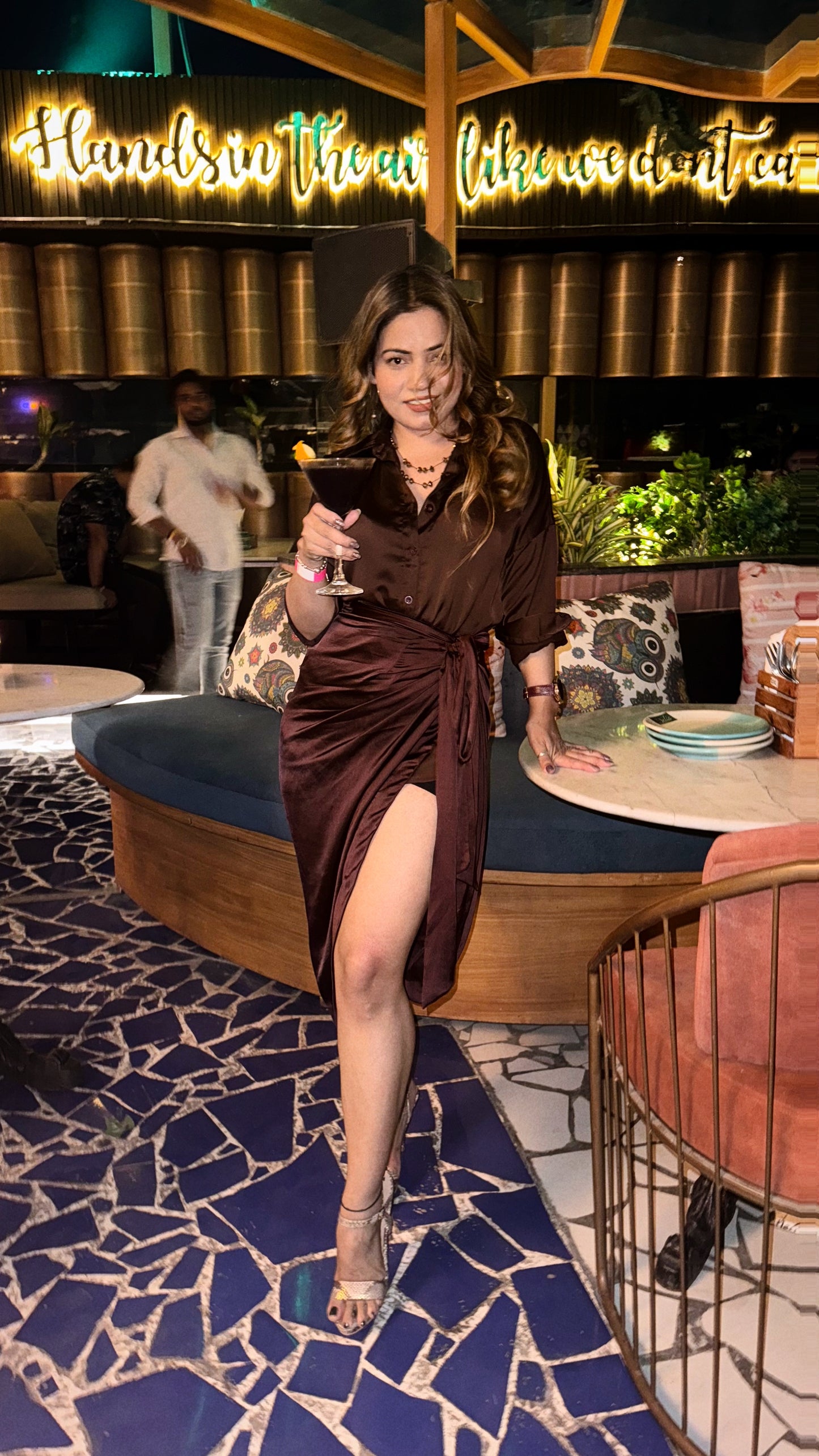 Satin wrap around skirt With shirt