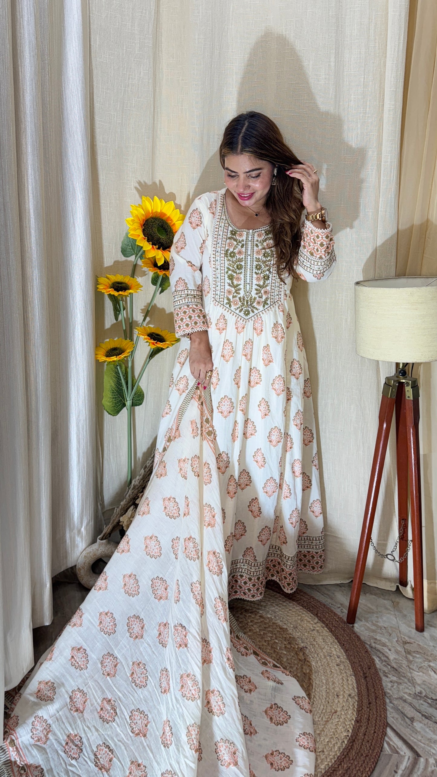3pc Elegant Handblock Printed
Anarkali Suit Set