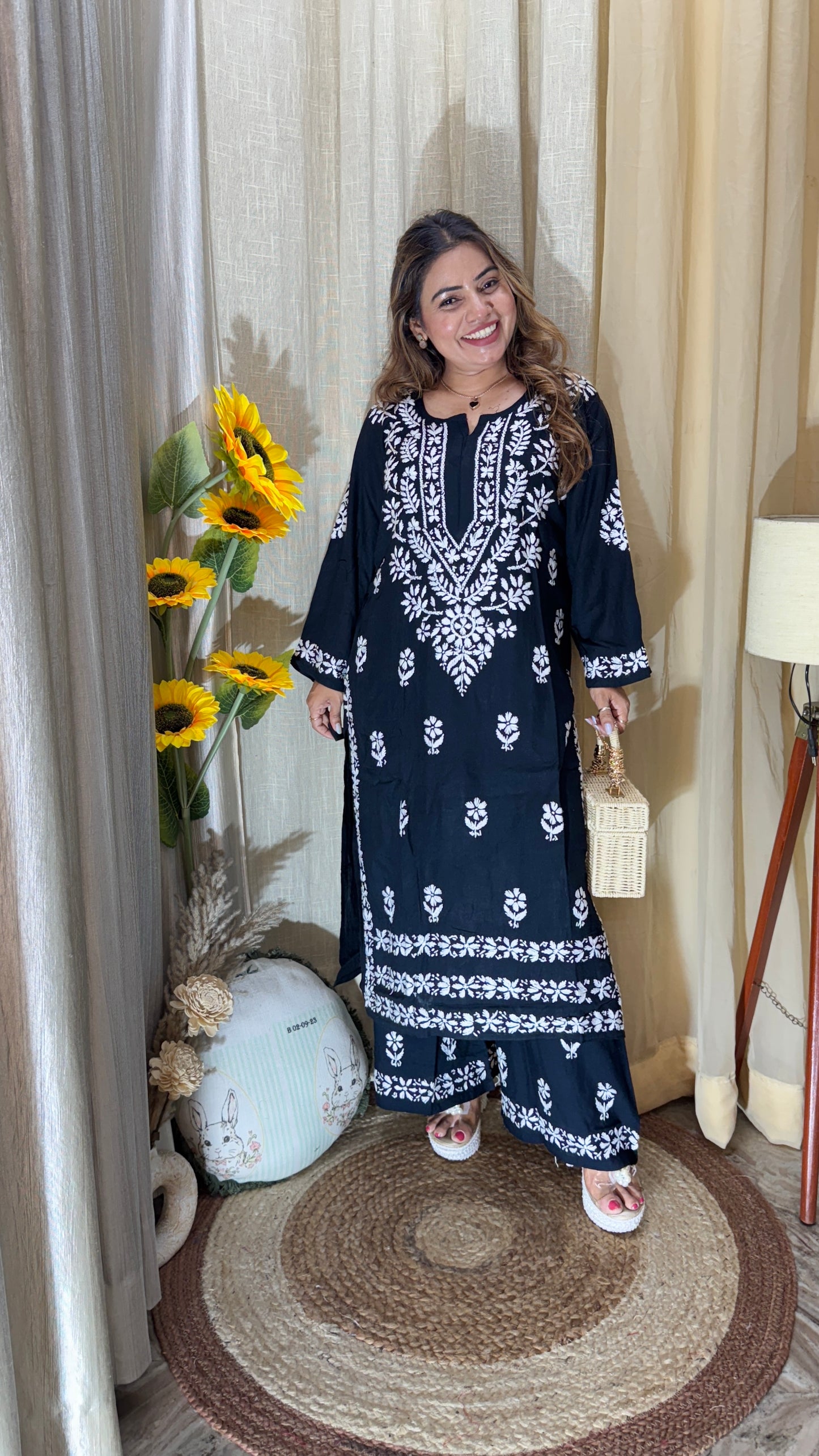 Cotton kurta set with chikankari