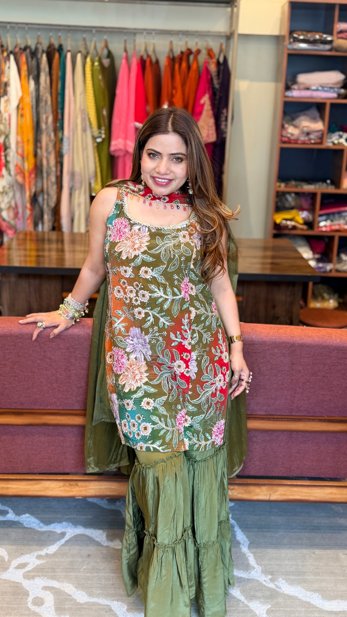 Premium Floral Embroidered Suit Set