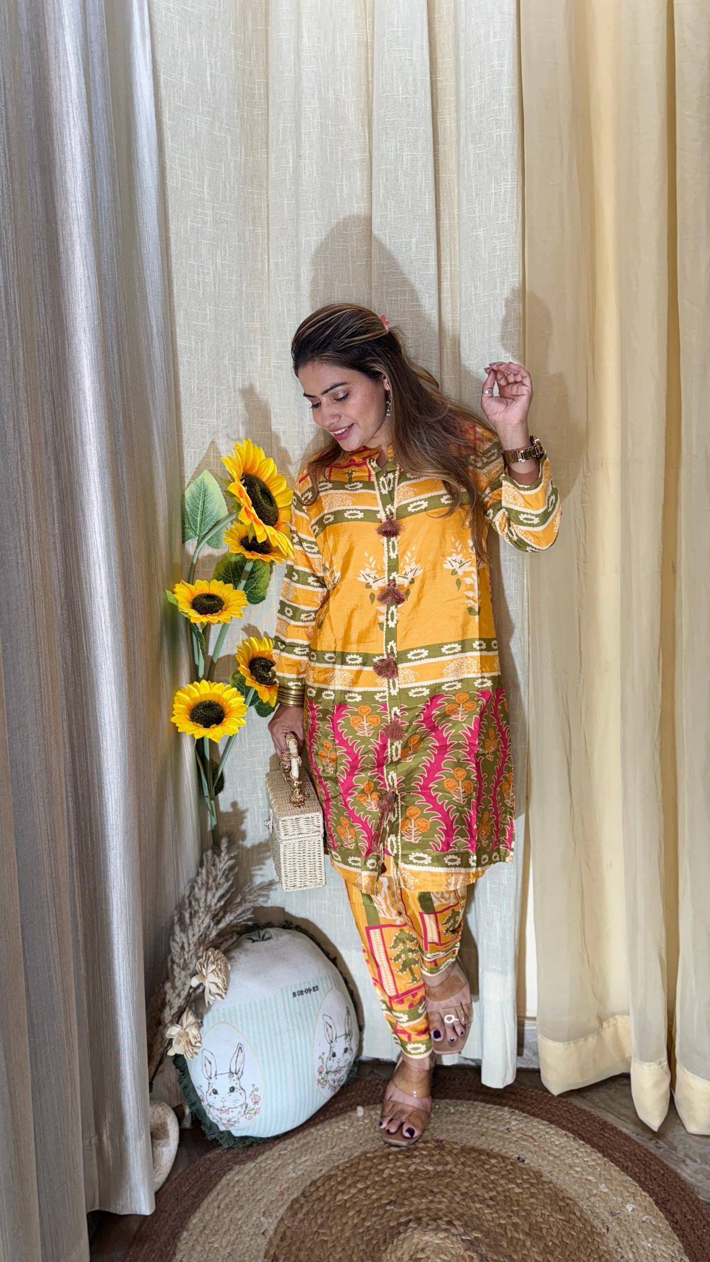Mustard Bloom co-ord kurta and pant set