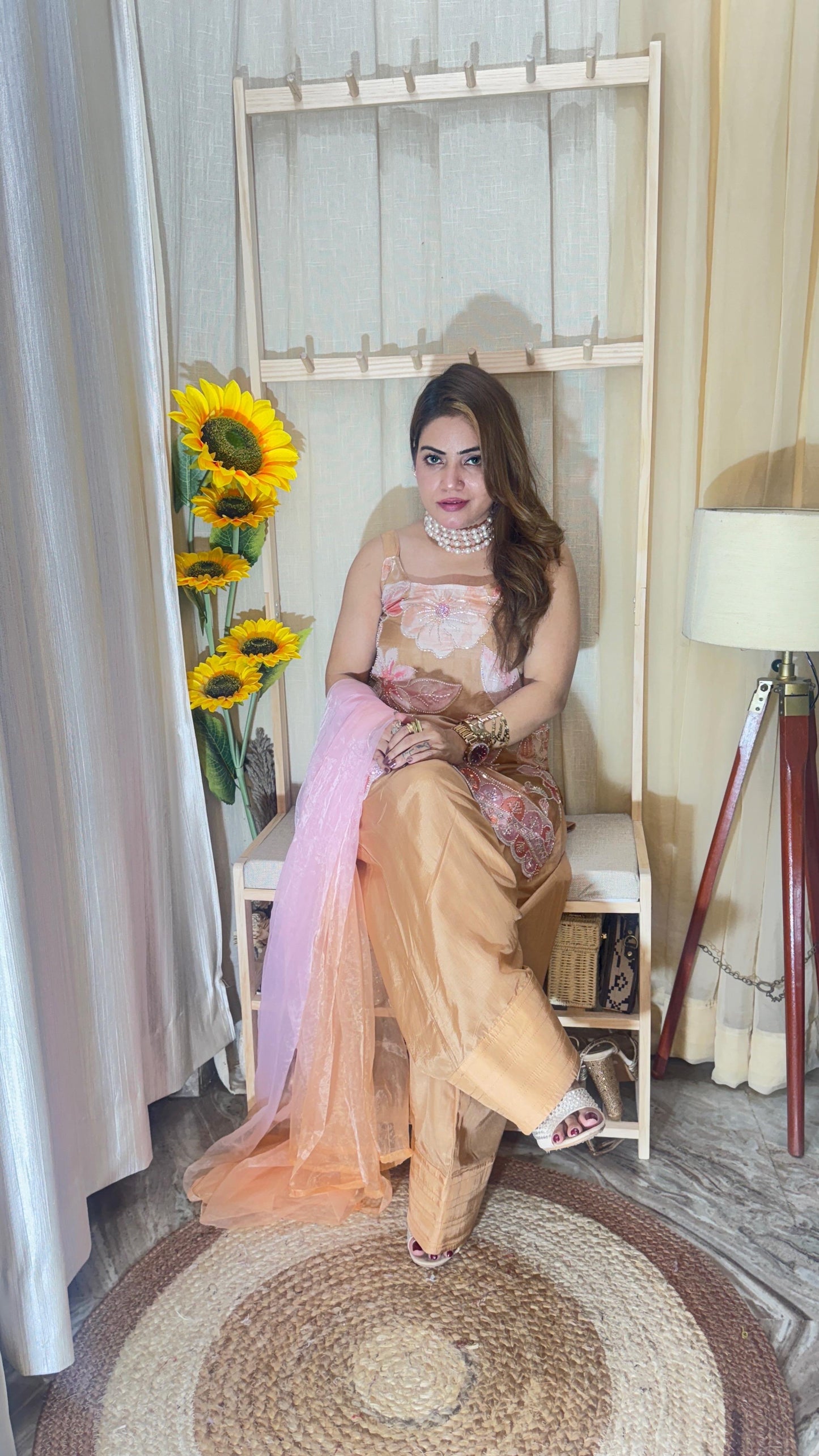 Elegant Embroidered Farsi Suit with Dupatta