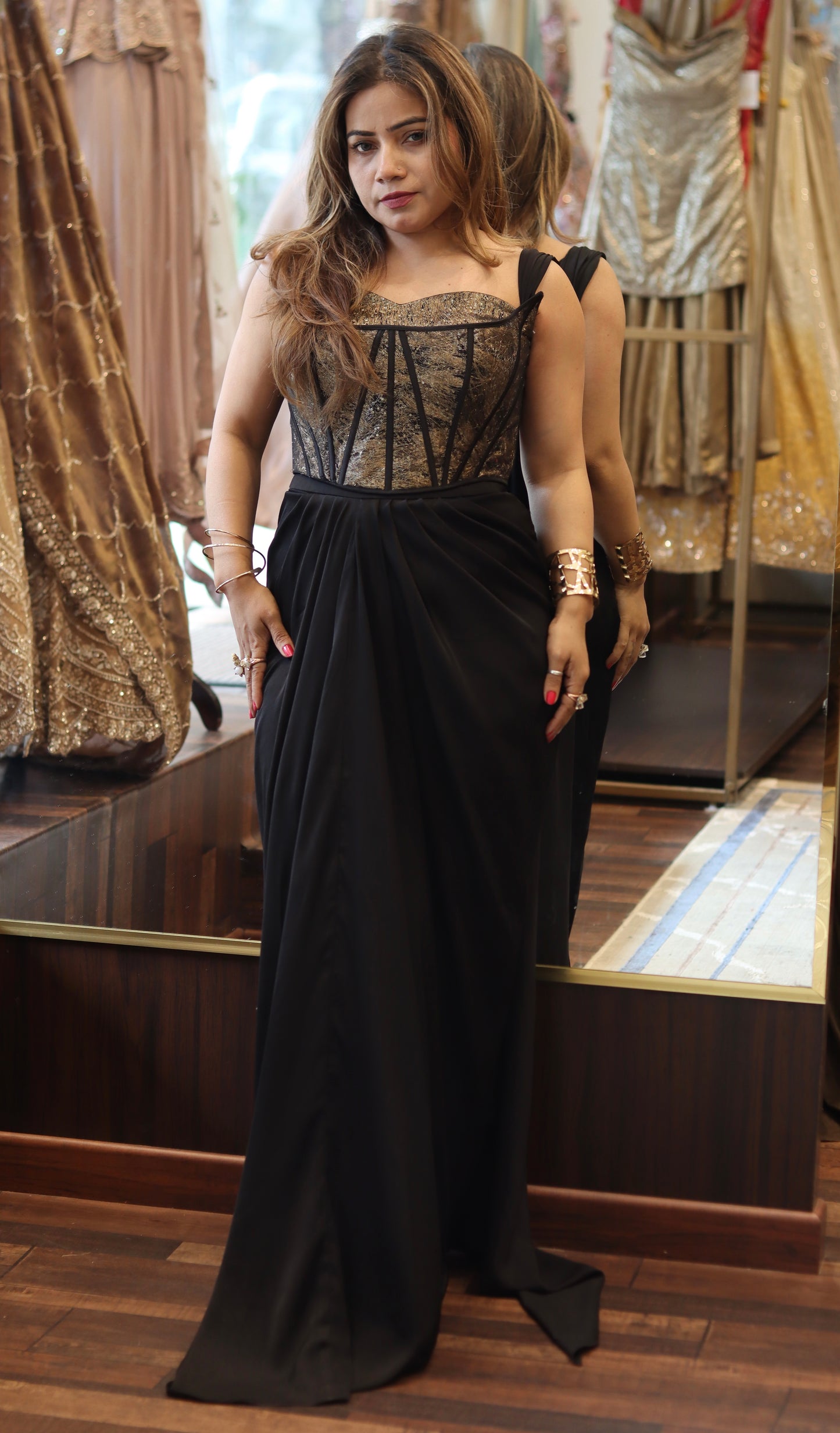 Midnight Glam Concept Saree with Structured Corset Bodice