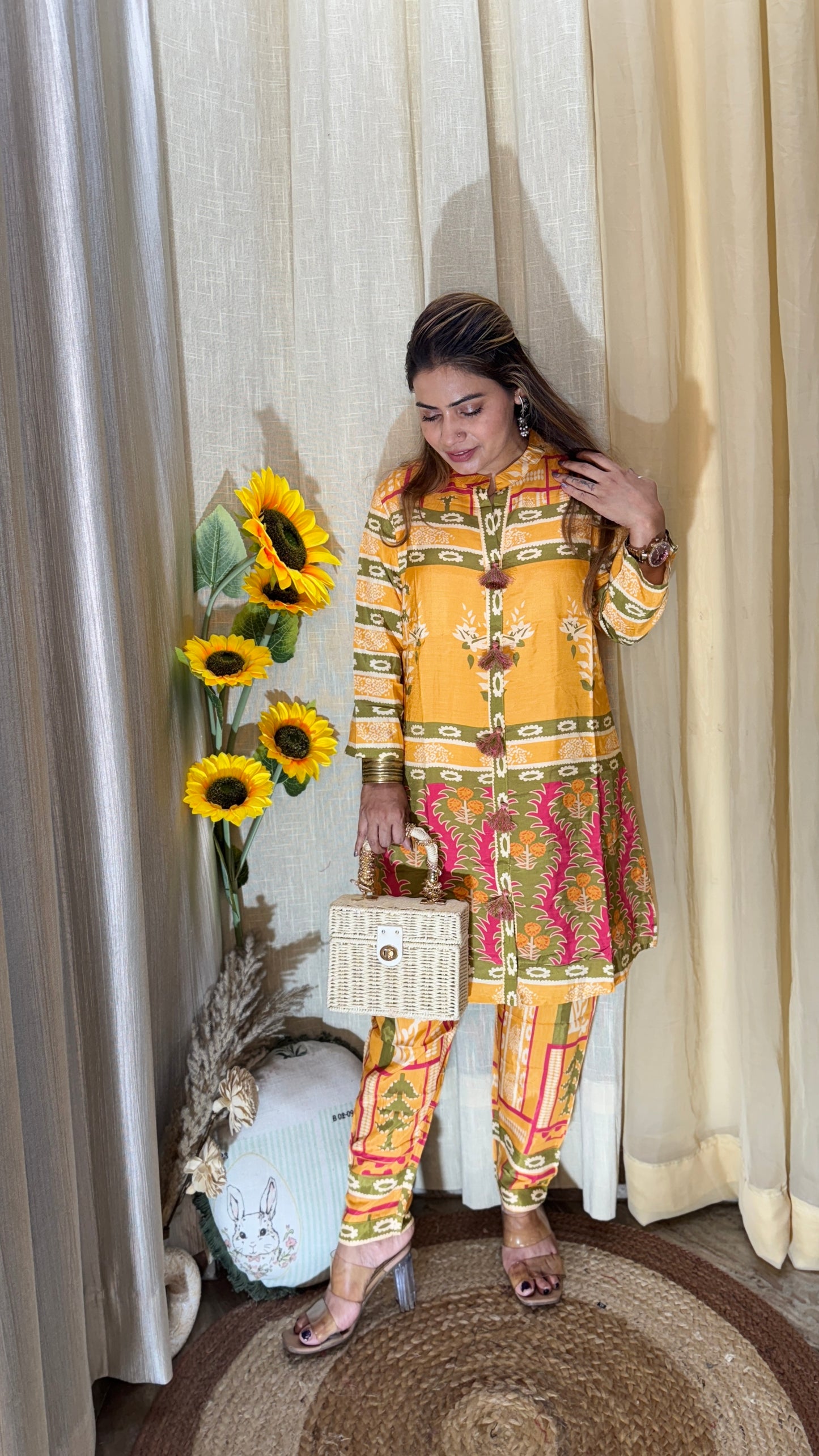 Mustard Bloom co-ord kurta and pant set