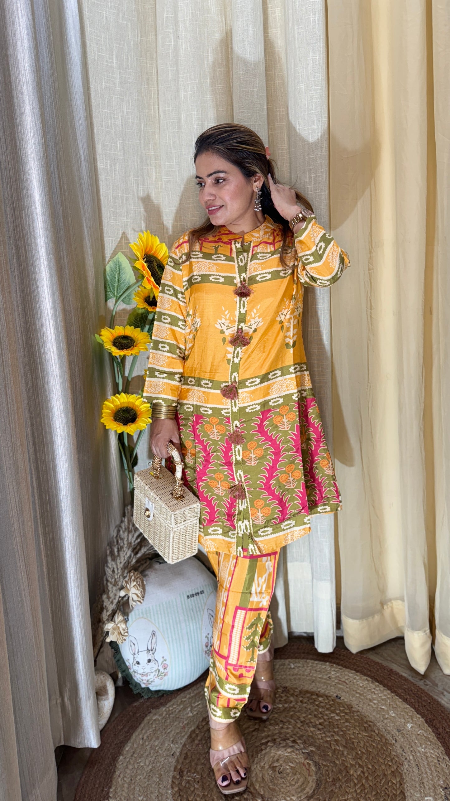 Mustard Bloom co-ord kurta and pant set