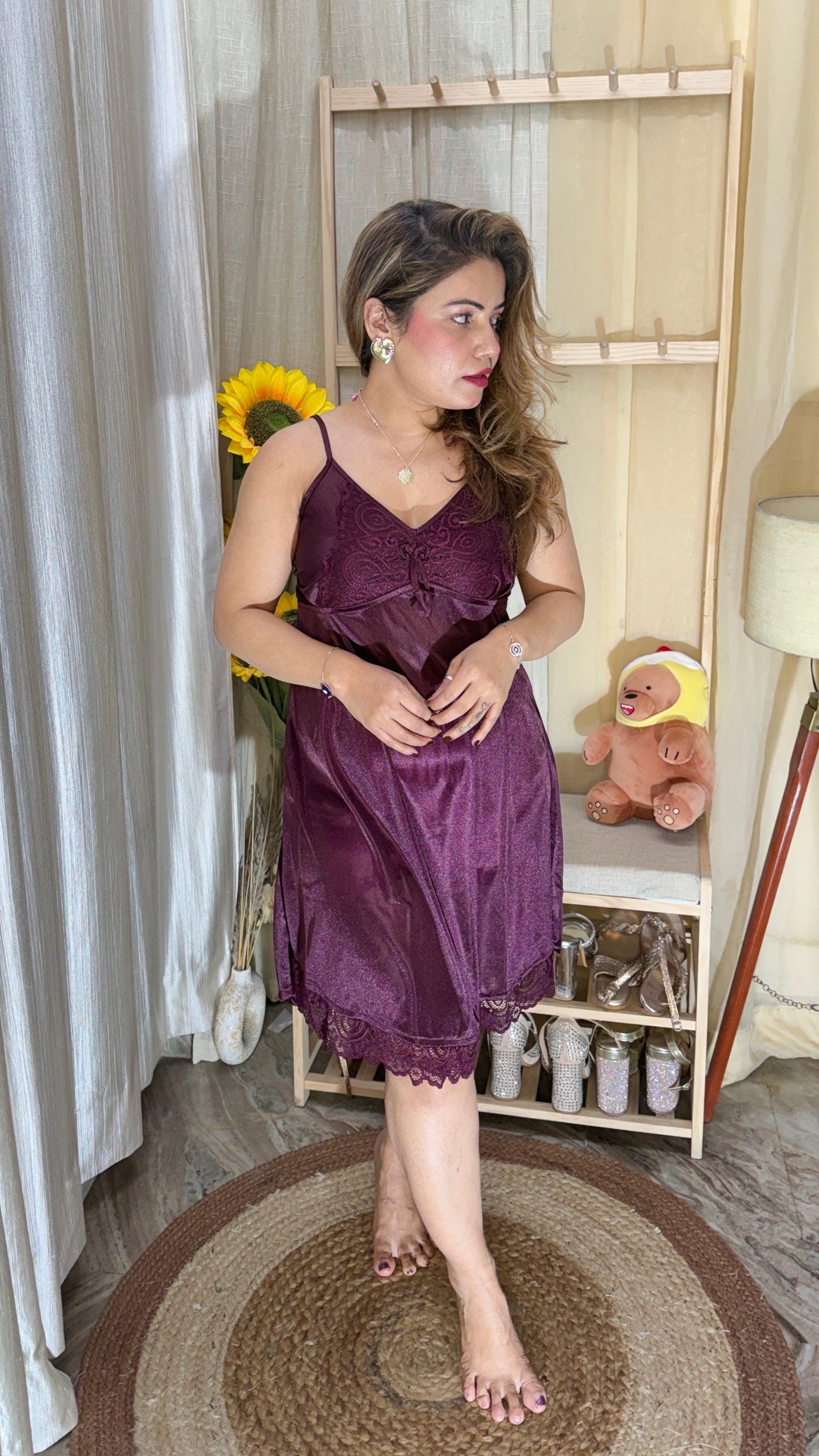 Luxury Satin Embroidered Nighty with Robe | 2-Piece Nightwear Set