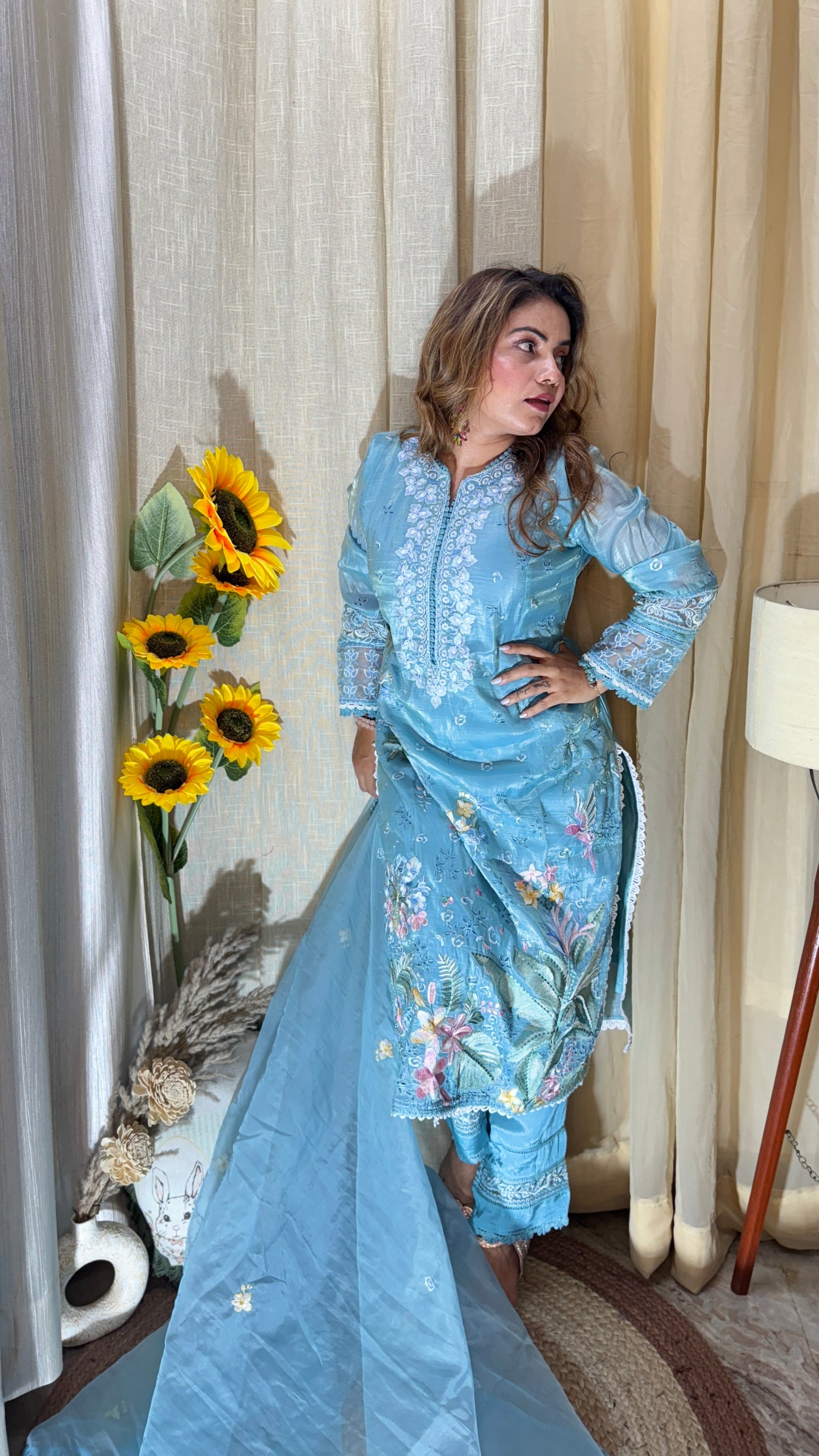 Sky Blue Pakistani-style suit set