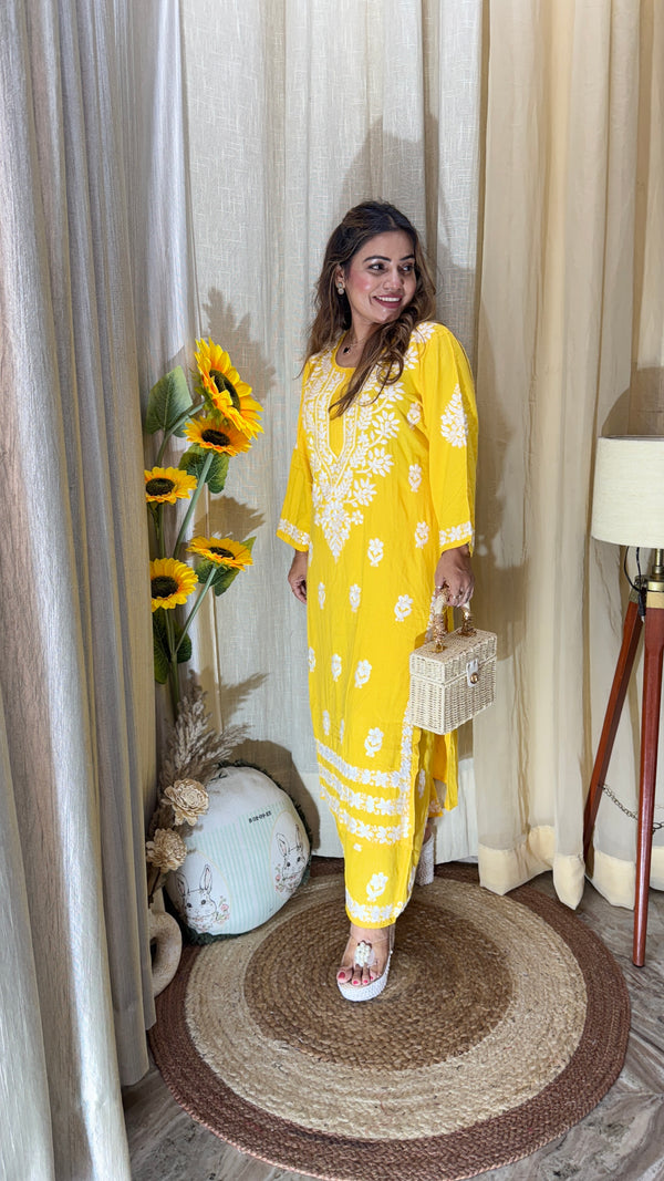Cotton kurta set with chikankari
