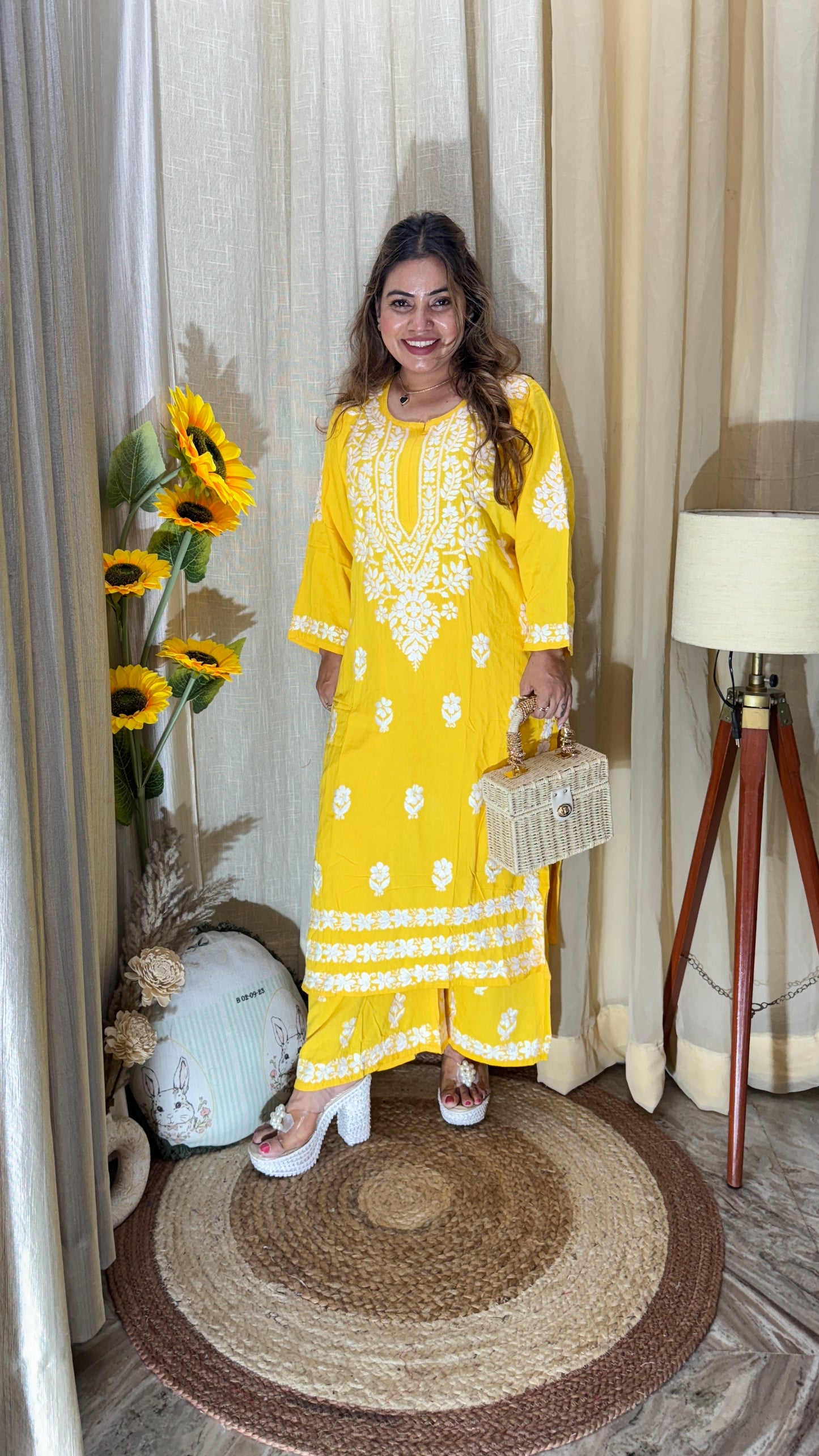 Cotton kurta set with chikankari