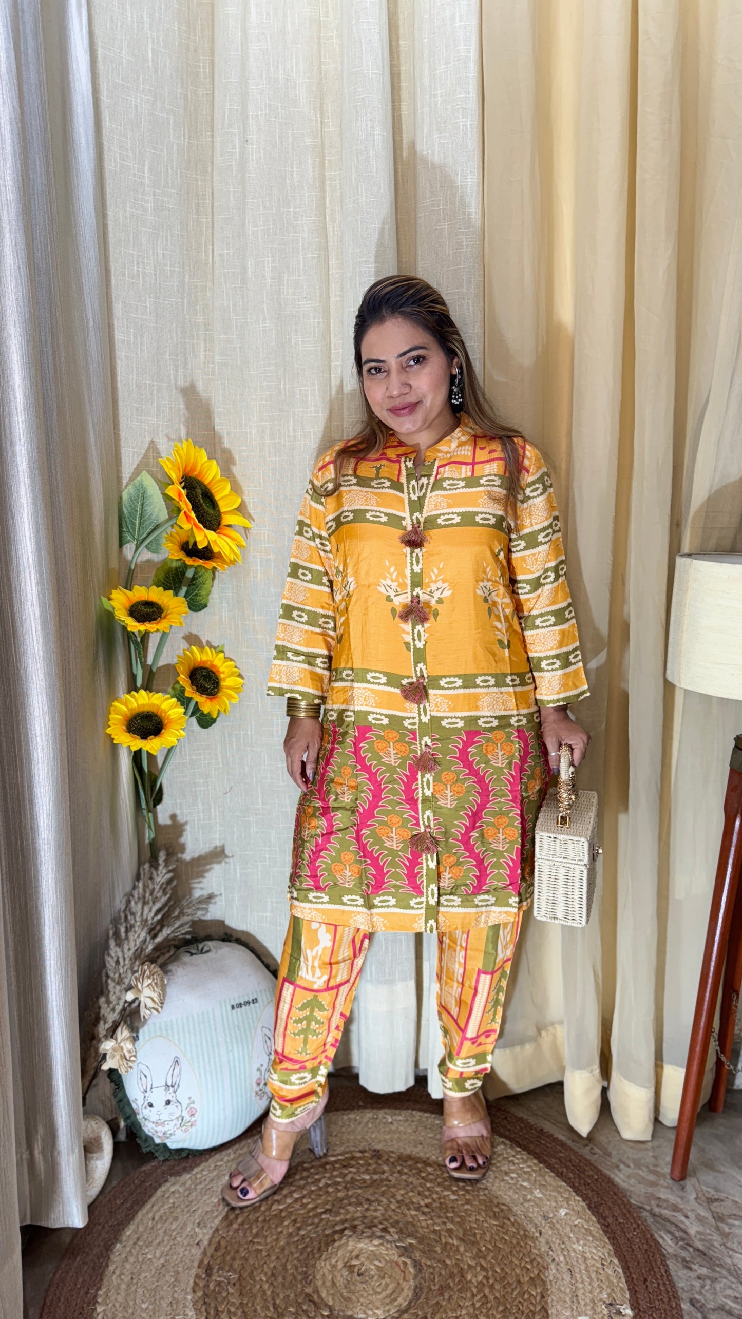 Mustard Bloom co-ord kurta and pant set