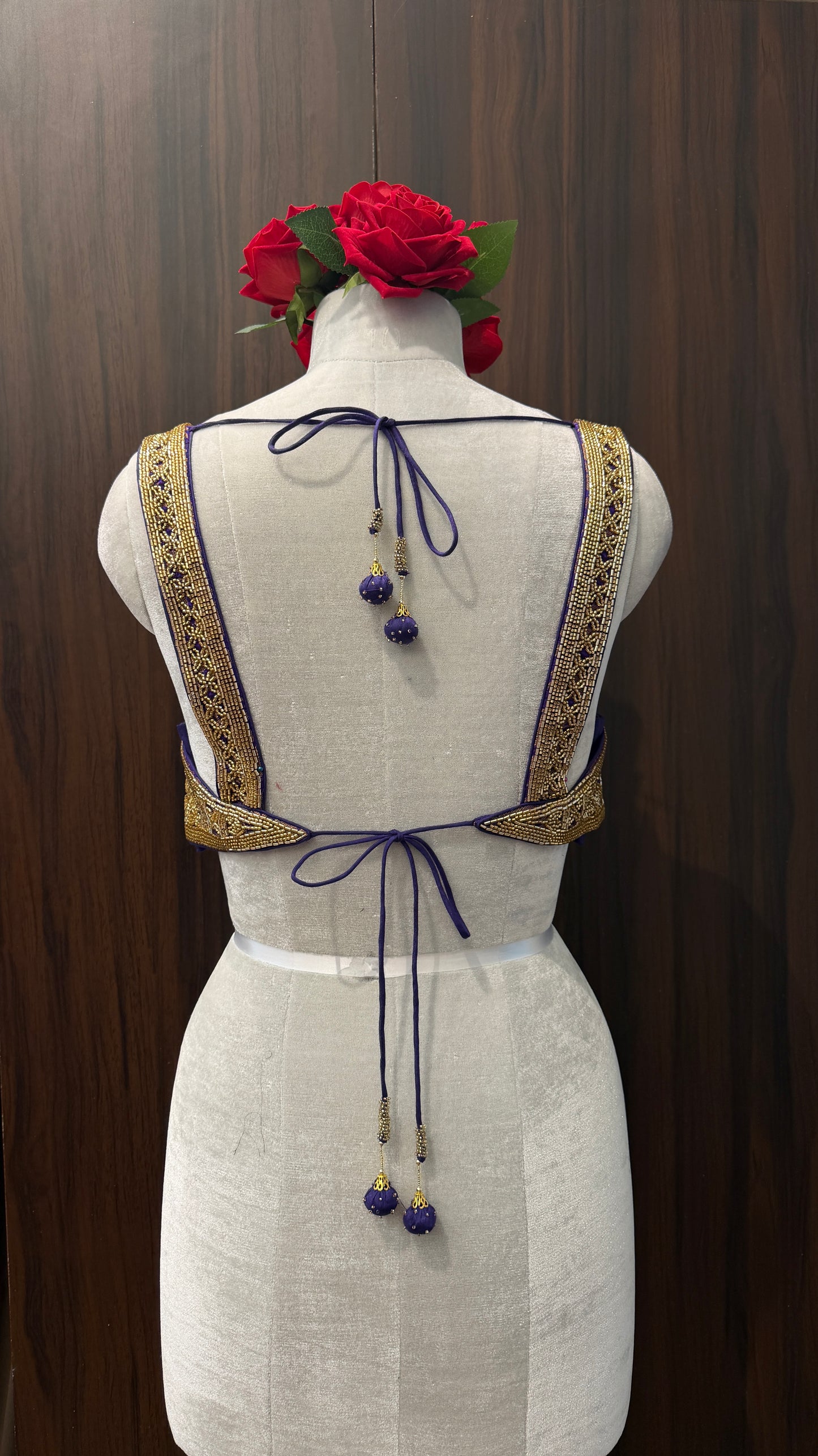 Purple Gold Embroidered Blouse
