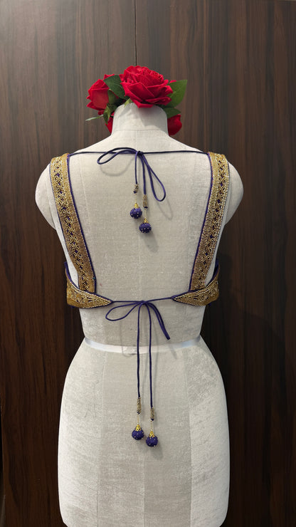 Purple Gold Embroidered Blouse