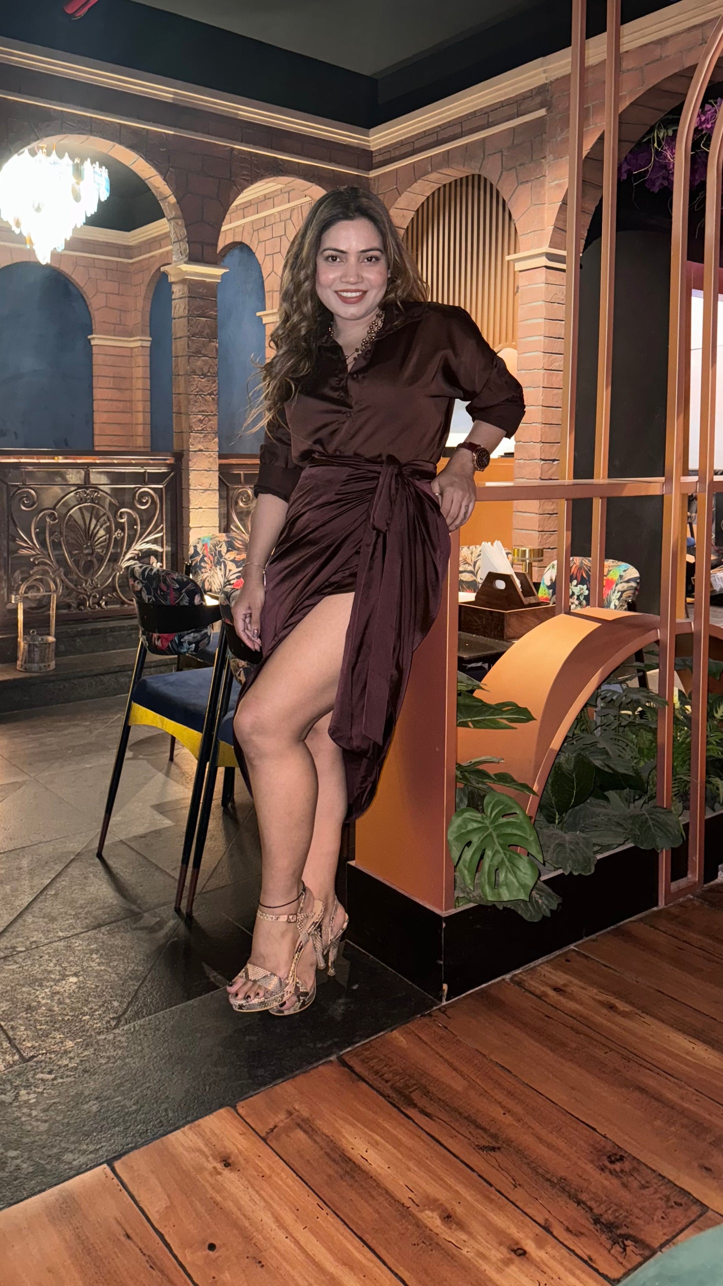 Satin wrap around skirt With shirt