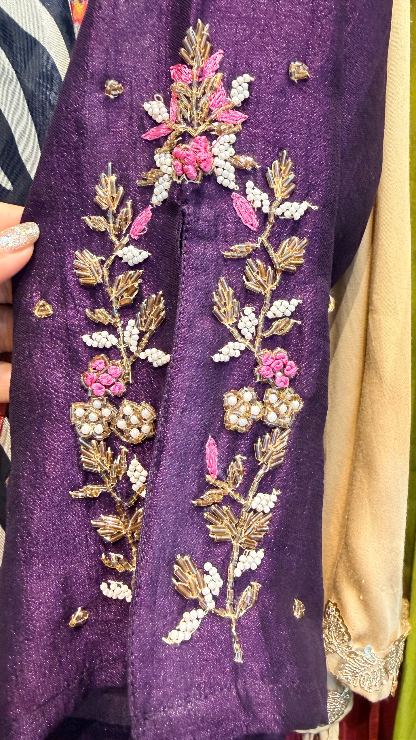 Wine Purple Embroidered Kurta Set with Jacquard Dupatta