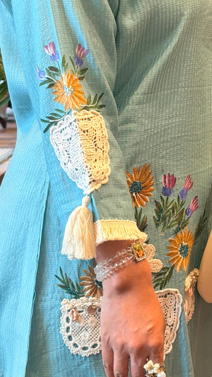 Sky Blue Embellished Co-ord Set