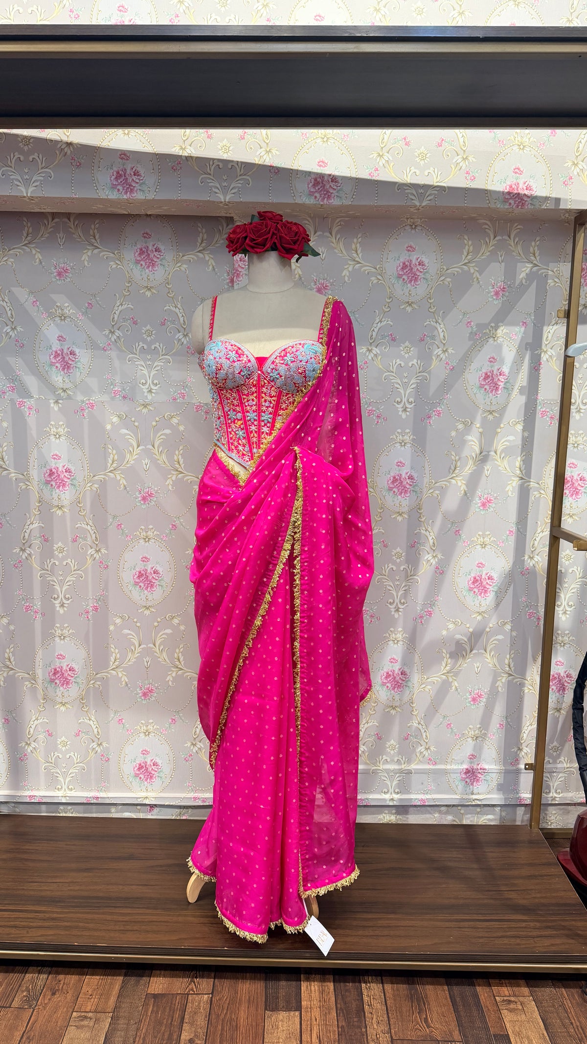 Saree with Hand Embroidered Corset