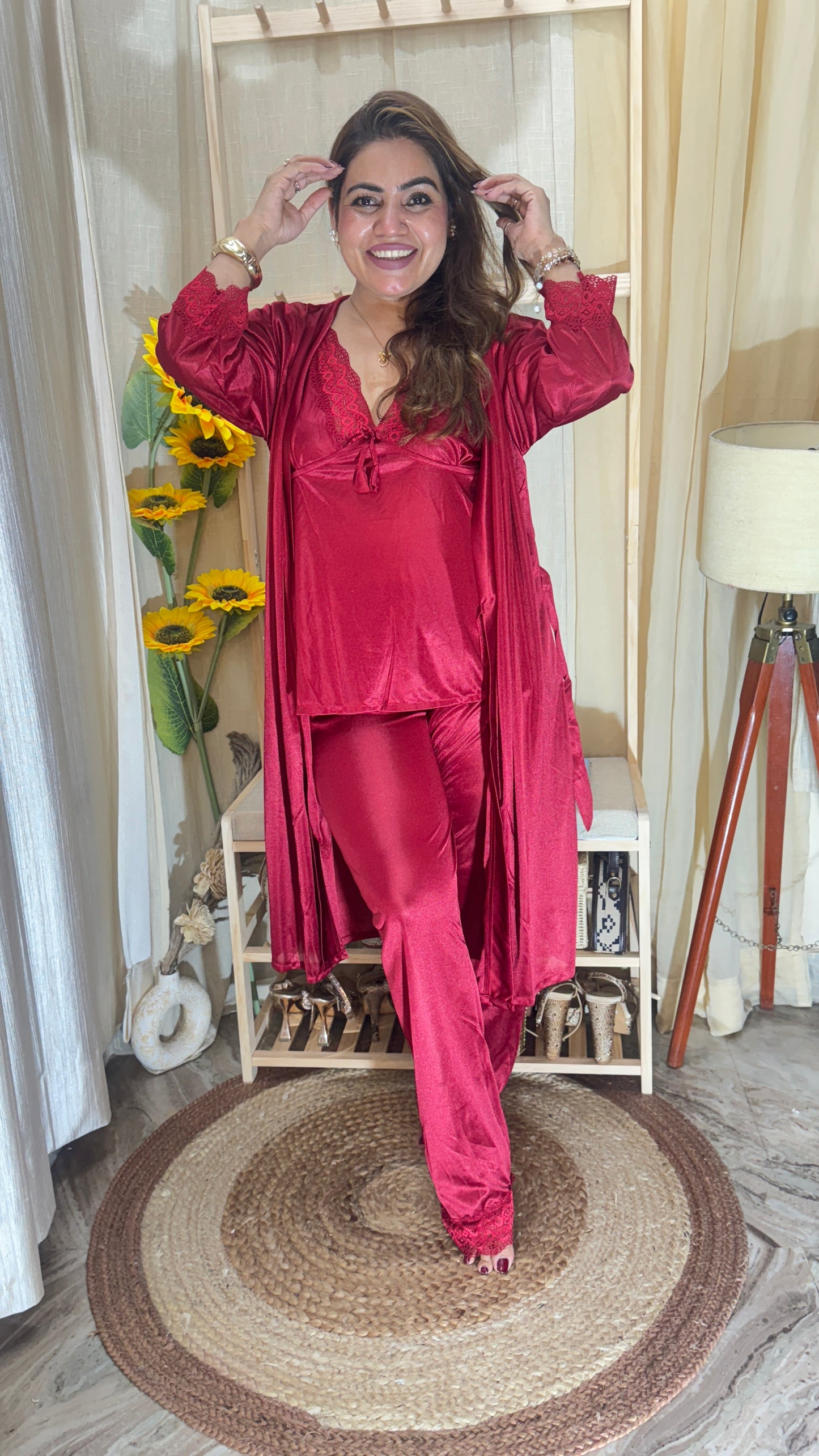 3-Pc Satin nighty set