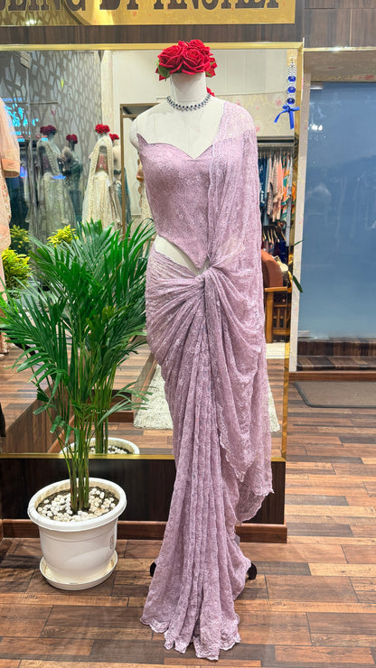 Lace Saree with Sculpted Corset Blouse | Designer Party & Cocktail Wear