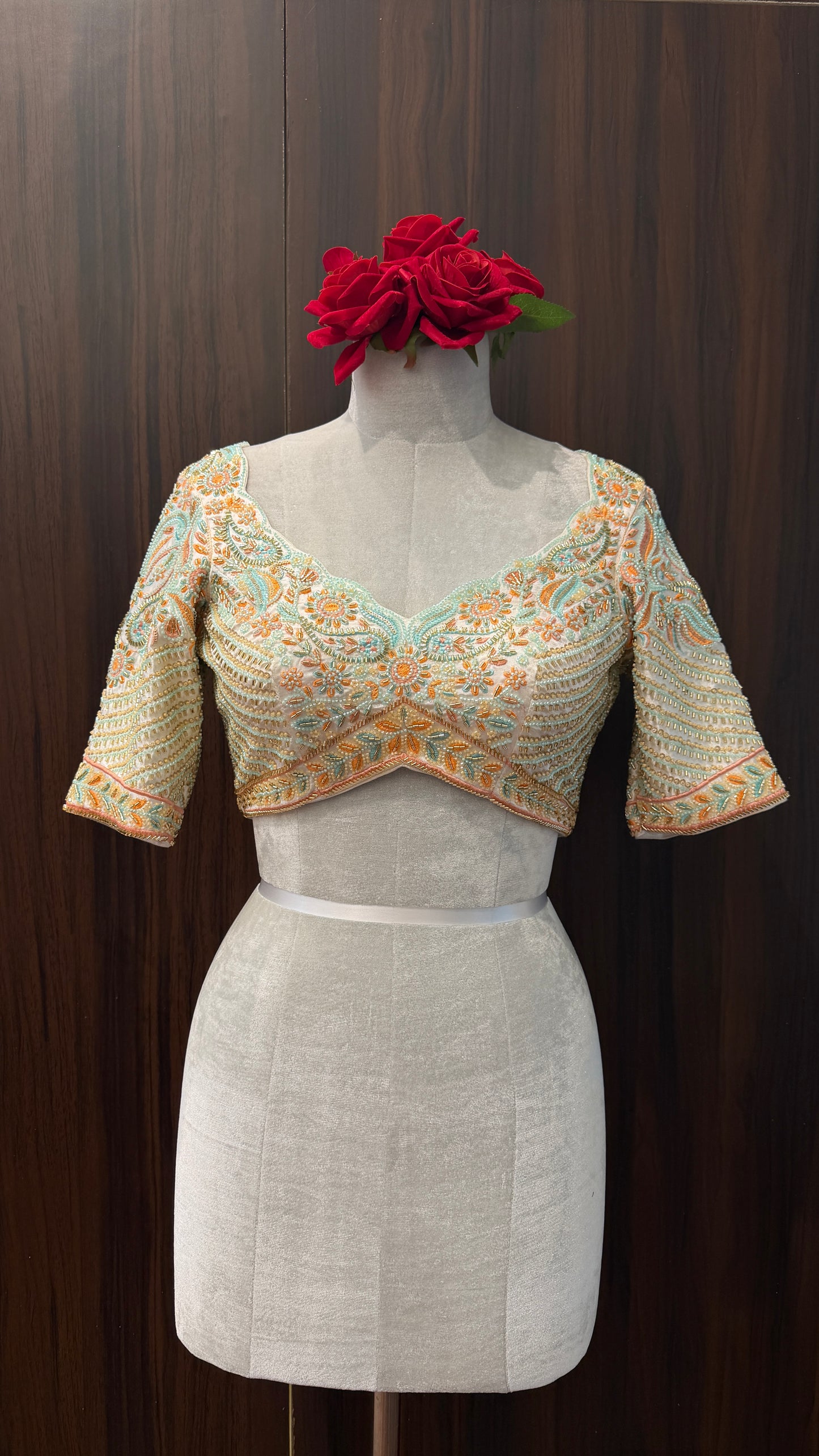 Gulnaar Pastel Embroidered Blouse