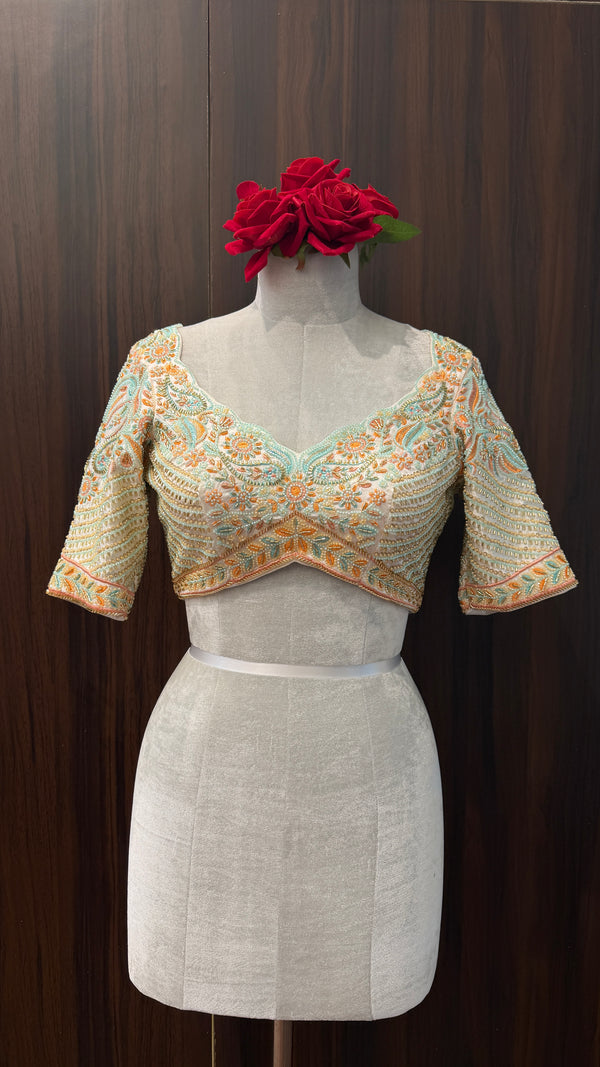 Gulnaar Pastel Embroidered Blouse