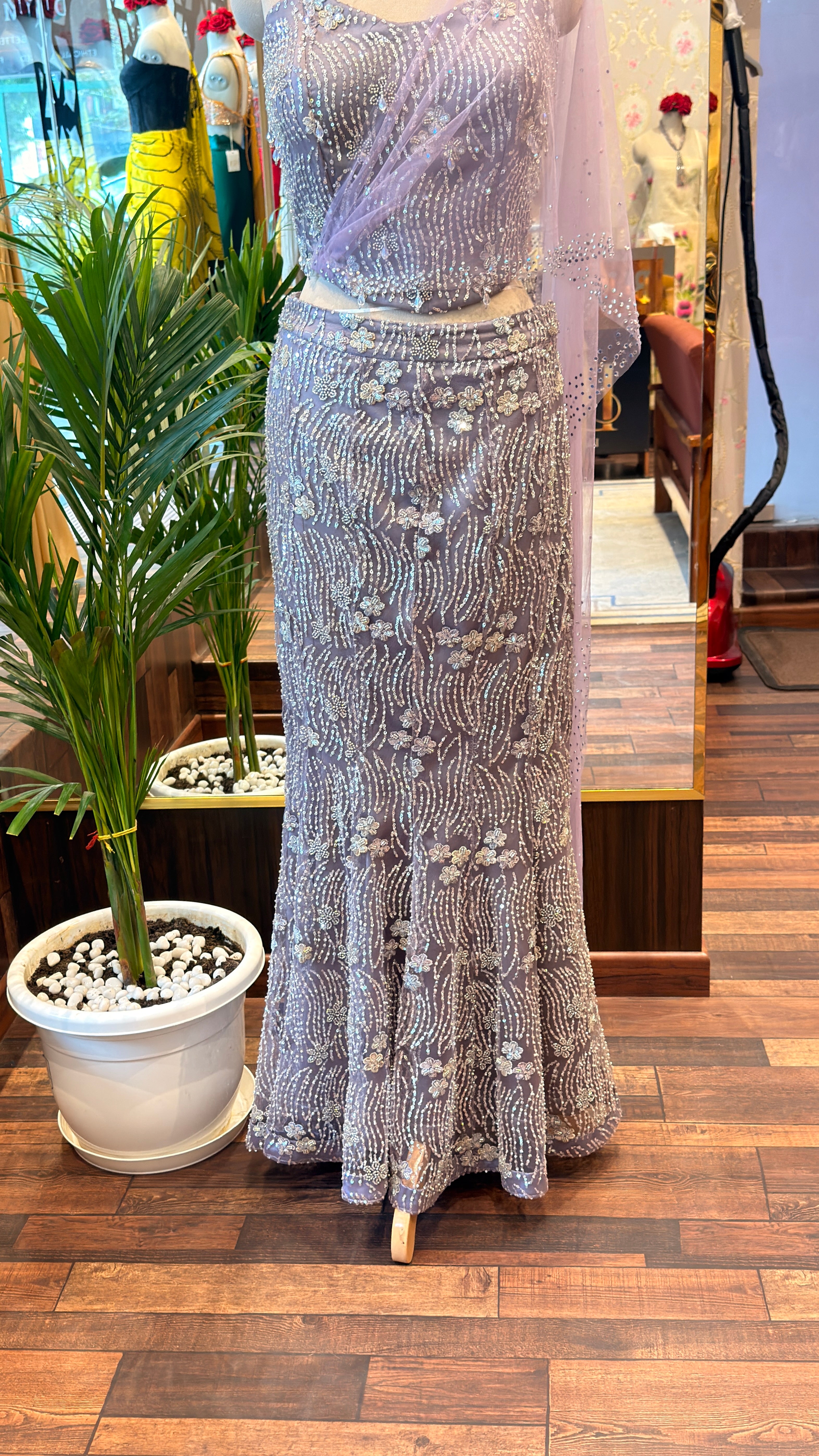 Lavender Fish-Cut Lehenga Set