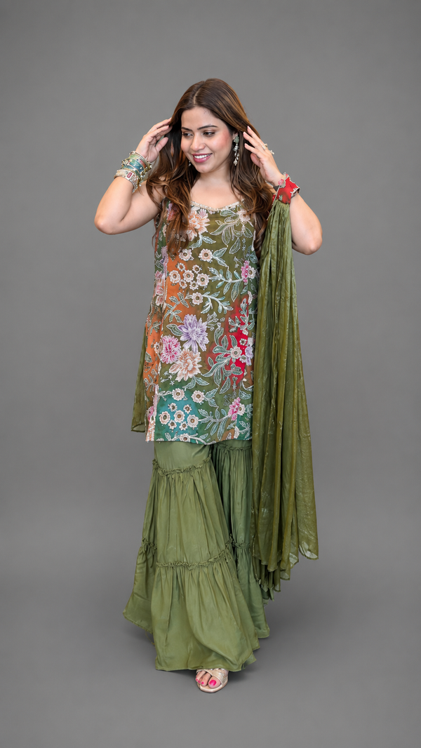Premium Floral Embroidered Suit Set