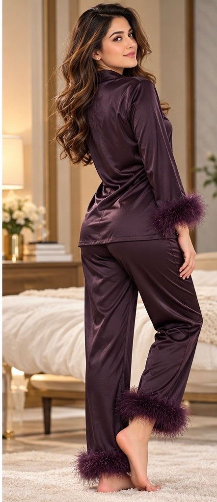 Luxury Wine Satin Pyjama Set
