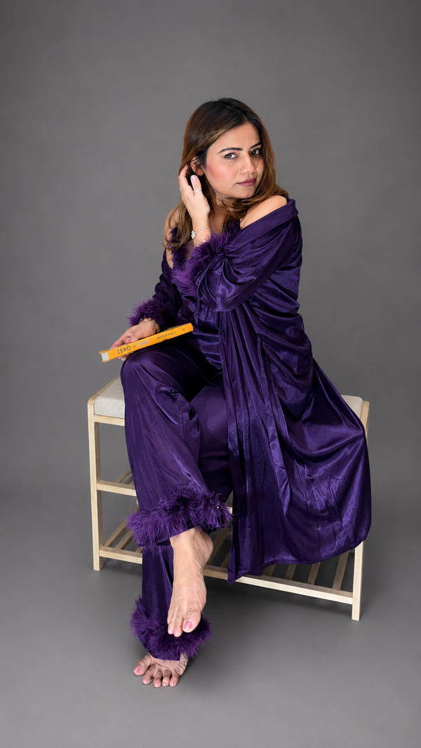 Lycra Silk 3-Piece Nightwear Set