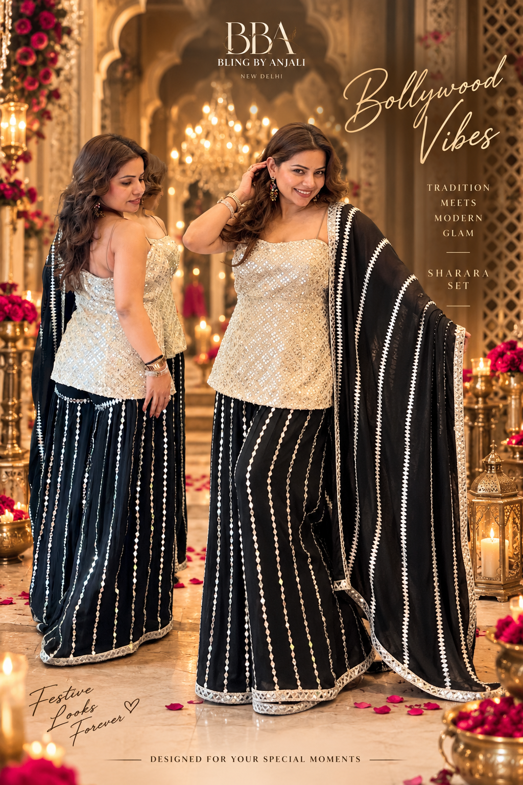 Black Mirror-Inspired Work Sharara Set