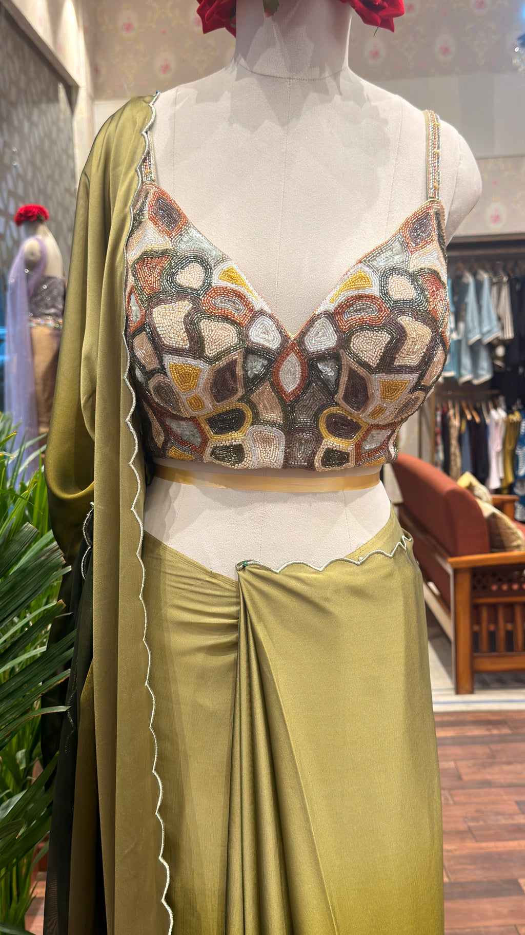 Cutwork Pallu and Embellished Blouse