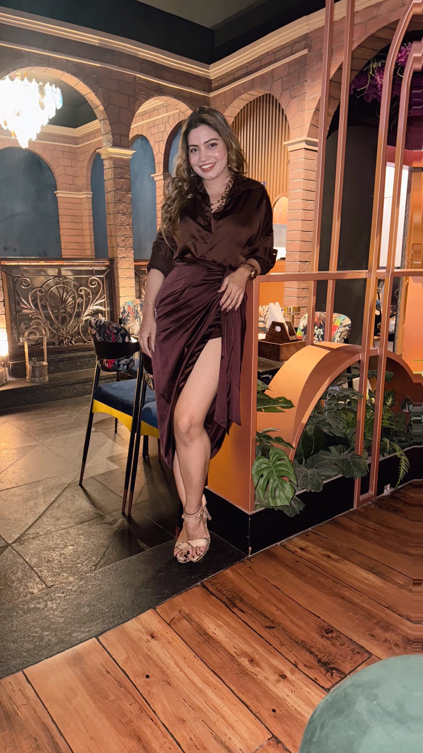 Satin wrap around skirt With shirt