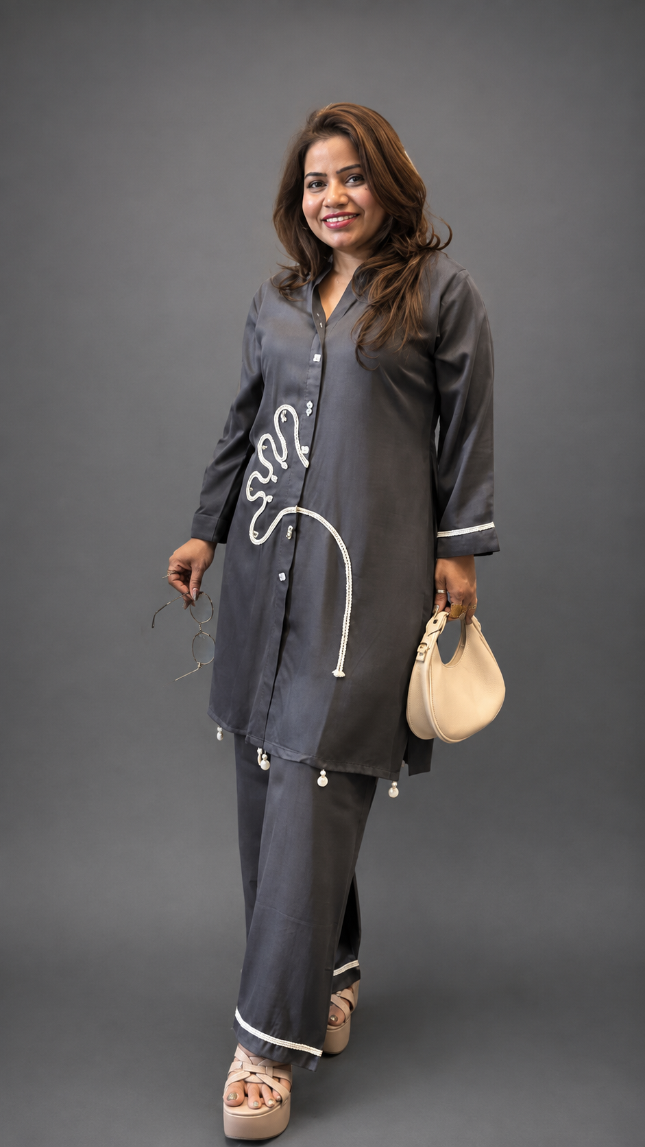 Charcoal Grey Applique Co-ord set