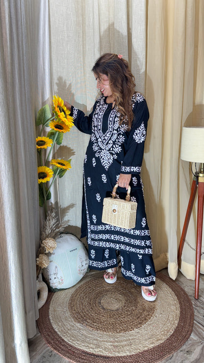 Cotton kurta set with chikankari