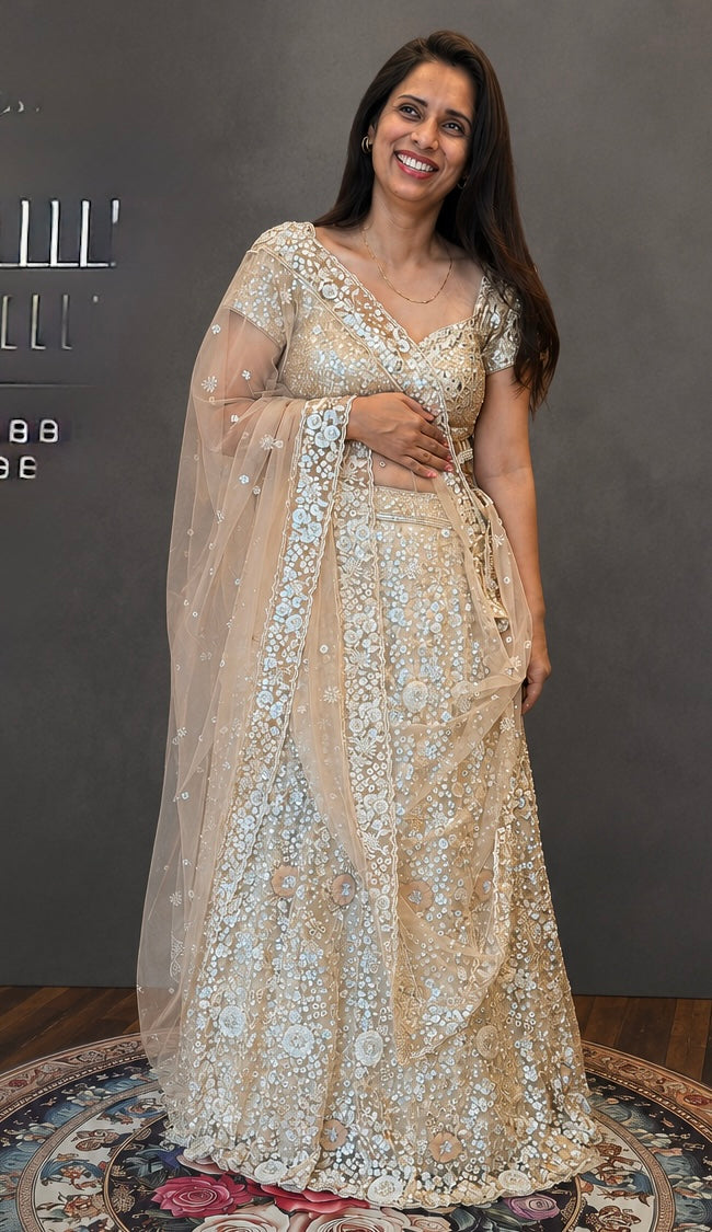 Champagne Bloom Couture Lehenga Set