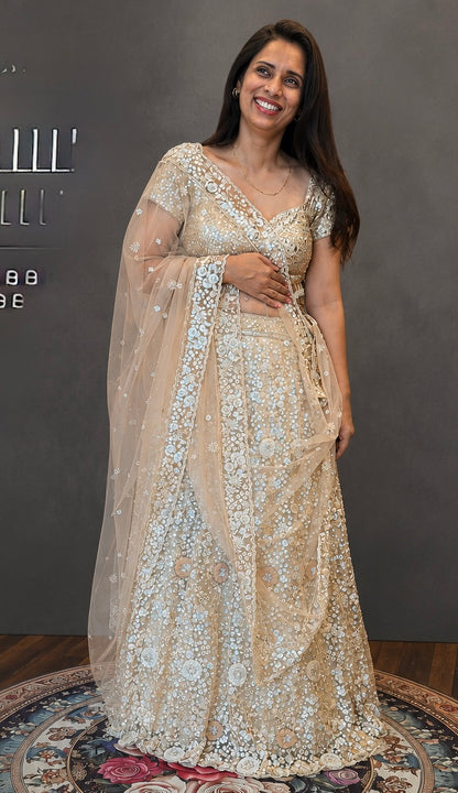 Champagne Bloom Couture Lehenga Set