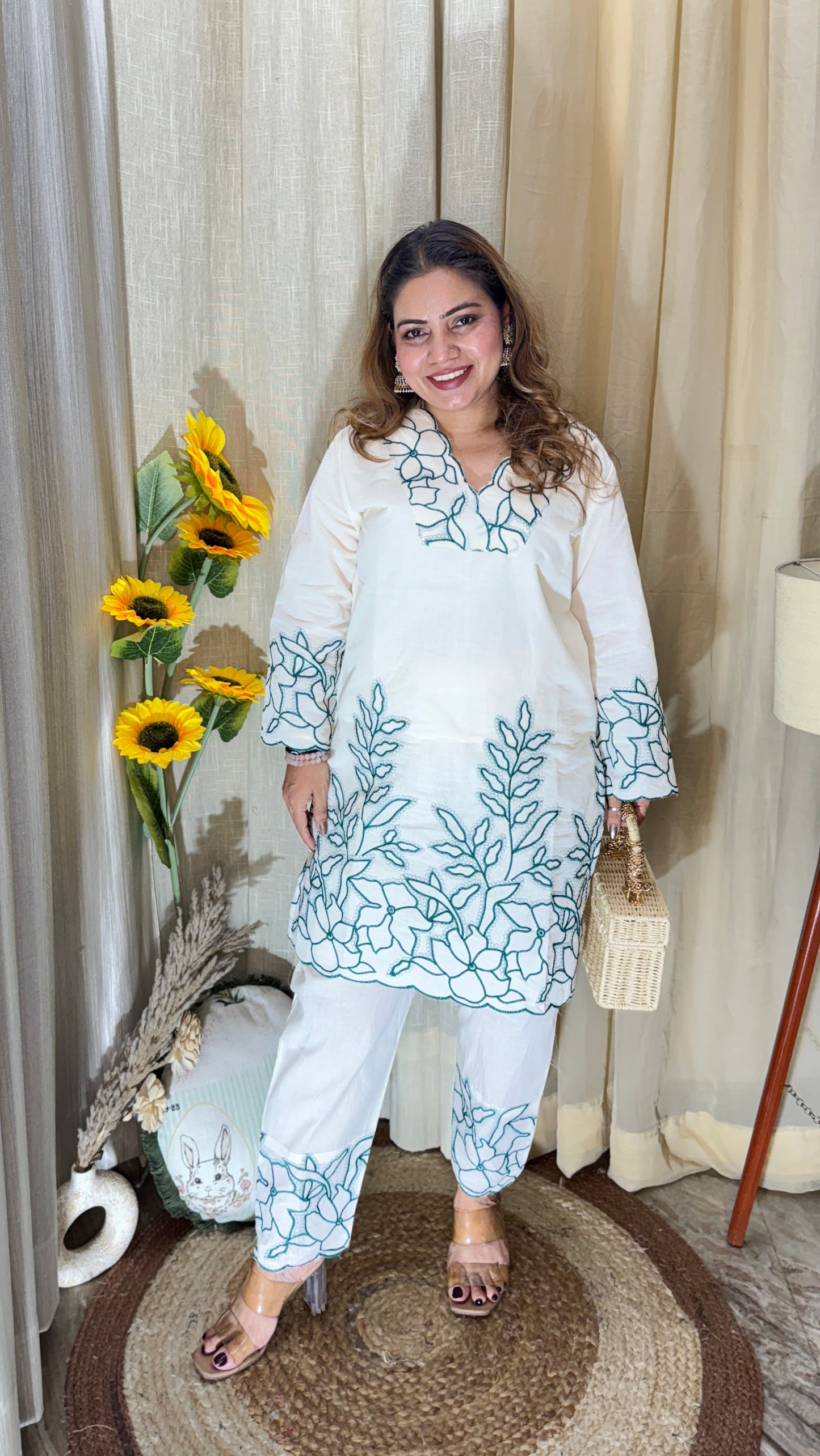 Embroidered summer court set