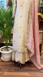 Embroidered Sharara Suit Contrast Dupatta