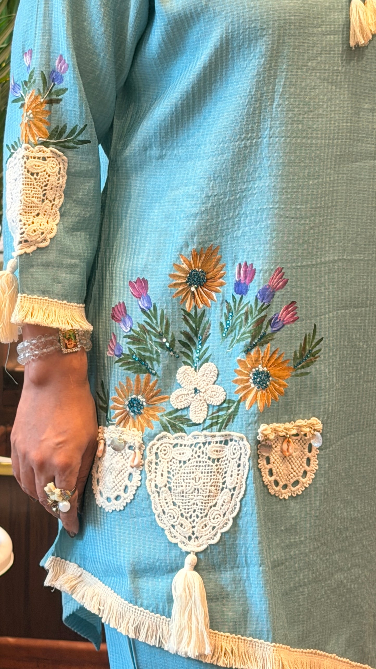Sky Blue Embellished Co-ord Set