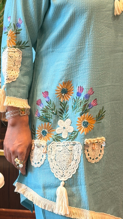 Sky Blue Embellished Co-ord Set
