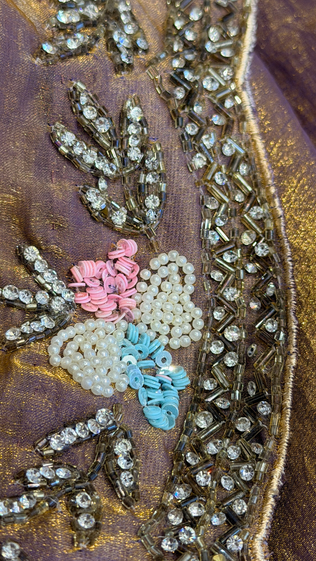 Tissue Silk Saree with Hand-Embroidered