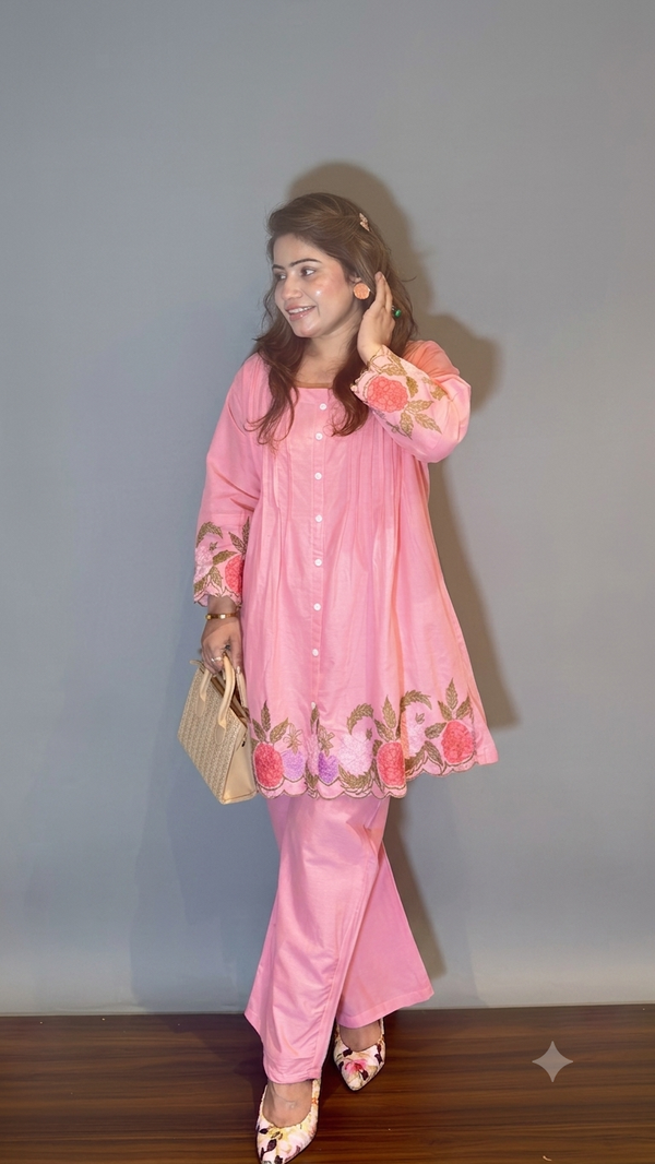 "GULABI" - EMBROIDERED COTTON 2PC CO-ORD SET