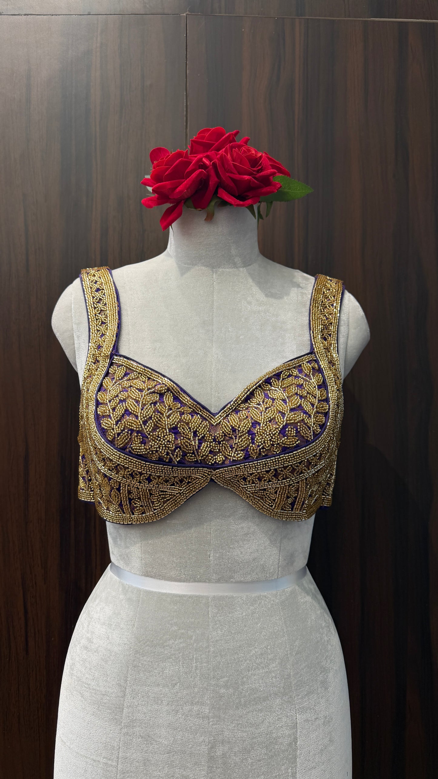Purple Gold Embroidered Blouse