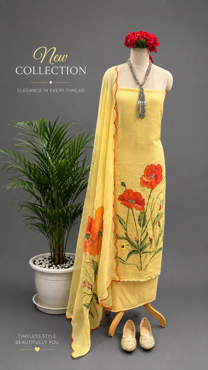 Hand-Painted Unstitched Suit Set
