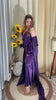 Feather Trim Satin Nightgown with Robe
