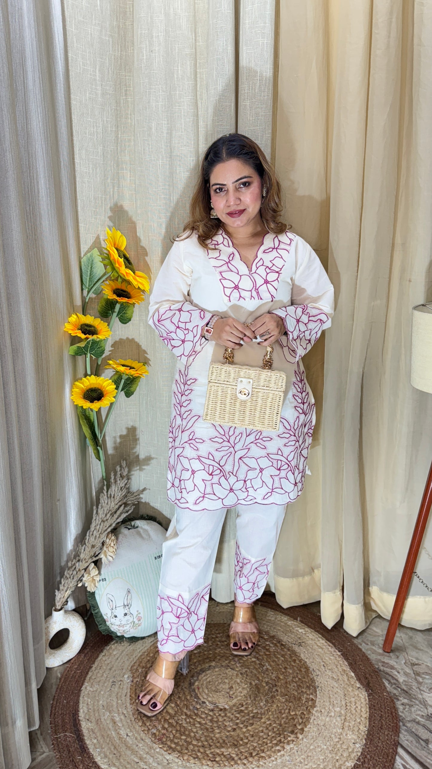 Embroidered summer court set